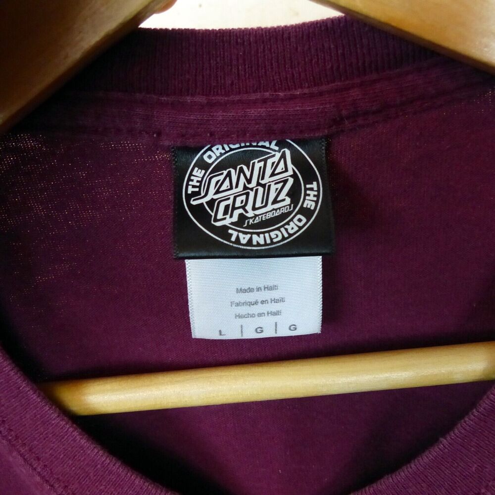 Santa Cruz Skateboards Shirt Mens L Burgundy Classic Dot Graphic Tee Skate 90s - Picture 10 of 12